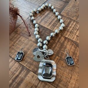 Chunky charm necklace and matching earrings